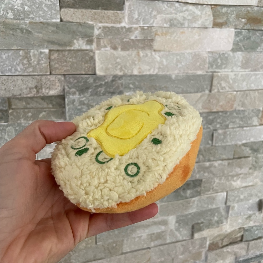 Bark box egg omelette dog toy